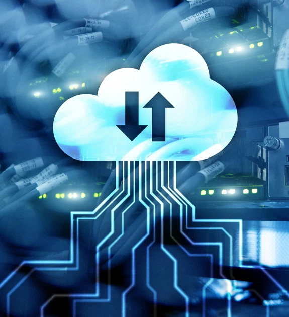 Graphic of a cloud upload icon